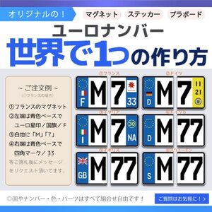 【前後２セット】　ユーロナンバープレート　　オーダーメイド　選べる文字・選べる素材　　ヨーロッパ車に　高品質　送料無料