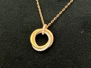 【箱、保証書付き】Cartier／トリニティダイヤネックレス／K18／43㎝／5.4g／ブランドアクセサリー 店舗受取可