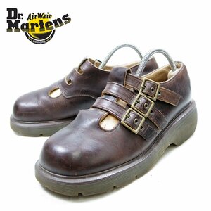 英国製　UK6　25cm相当　Dr.Martens　ドクターマーチン　3連バックルローファー　イングランド製　イエローステッチ　ブラック/U9478