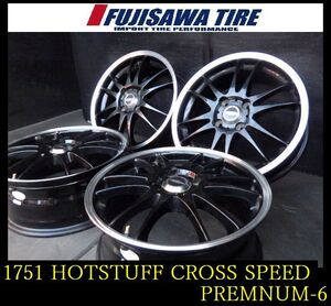 【1751】T9011284◆HOTSTUFF CROSS SPEED PREMIUM-6 ◆15x6J 4穴 PCD100 +53◆4本◆アクア フィット ヤリス など