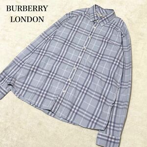 【激レア】BURBERRYLONDON バーバリーロンドン ノバチェック長袖シャツ ブルー パステルカラー オーバーサイズ XLサイズ チェック　