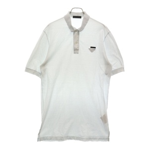 PRADA プラダ Cotton Polo Shirt UJM538 三角ロゴ 半袖ポロシャツ ライトブルー