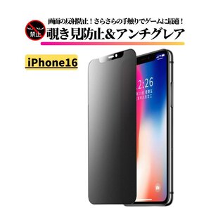 iPhone 16 覗き見防止 アンチグレア 強化ガラス フィルム ガラスフィルム 非光沢 さらさら 指紋防止 アイフォン iPhone16