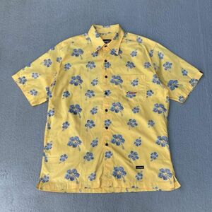 vintage オーバーサイズ　アロハシャツ　ロゴ刺繍　ハイビスカス　ナード系