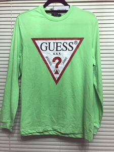 新品 ゲス GUESS 長袖 ロングTシャツ アウター　トップス　ネオンカラー　グリーン サイズL USA