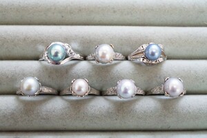 B1361 アコヤ真珠 カラーパール 本真珠 パール リング 指輪 ヴィンテージ アクセサリー 大量 まとめて おまとめ まとめ売り SILVER含む