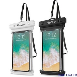 ProCase 2個セット防水ケース IPX8認定 携 1・XS・XR・8・Android -ホワイト/ブラック 31