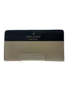 kate spade new york◆長財布/レザー/BEG/無地/レディース