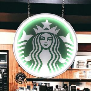 【 スターバックス コーヒー STARBUCKS】 スタバ 新ロゴ ライト ネオン サイン 看板 壁掛け 照明 超軽量 ★お部屋をおしゃれなカフェに！黄