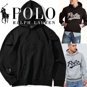 【POLO RALPH LAUREN】定価2.5万 Double Knit Script Hoodie ポロ ラルフローレン ネームロゴ ダブルニットプルオーバーフーディ パーカー