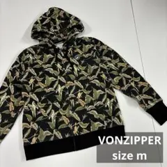 VONZIPPER ジップアップパーカー　総柄　アニマル　古着　フェード　M