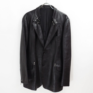 2005 YOHJI YAMAMOTO POUR HOMME STUDDED HOOK LAPEL LEATHER JACKET 3 ヨウジヤマモト プール オム スタッズ ラペル レザー ジャケット