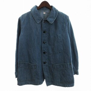 ウティ OUTIL VESTE THIERS カバーオール デニムジャケット コットン インディゴ 青 ブルー 0 メンズ