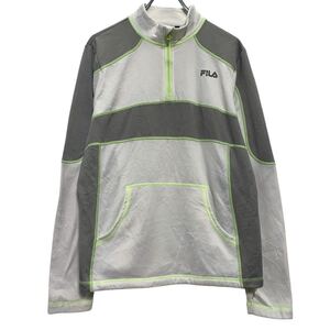 FILA ロゴ スウェット トレーナー フィラ XL キッズ 160～ ホワイト グレー ハーフジップ ワンポイント 古着卸 アメリカ仕入 a610-7175