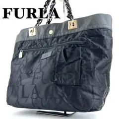 FURLA フルラ トートバッグ 黒 レディースバッグ チェーン YK11-14