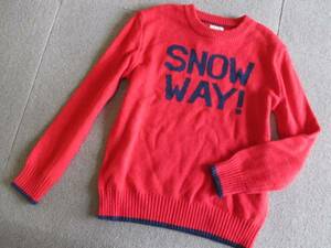 ★新品Gap KidsギャップSNOWロゴ柔らか暖かニット120★赤