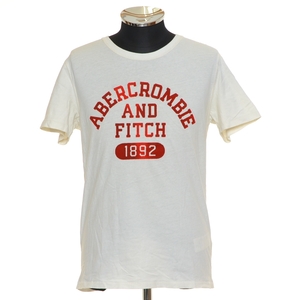 〇476914 Abercrombie&Fitch アバクロンビー&フィッチ A&F ○フロッキ―プリントTシャツ アーチロゴ サイズXS メンズ ホワイト