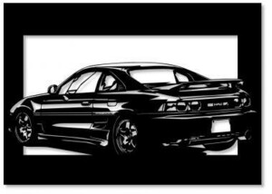 トヨタ(TOYOTA) MR2 SW20の切り絵　【A4サイズ】[C4-121]