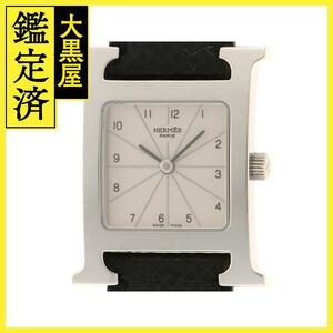 Hermes　エルメス　Hウォッチ　HH1.210　クオーツ　ホワイト文字盤　ステンレス　レザー　【432】　2148103714900