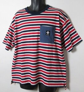 新品 コロンビア/Columbia　クルーネック ボーダー半袖Tシャツ メンズ/XLサイズ/PM0326/レッド