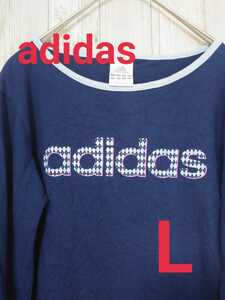 adidas アディダス レディース 長袖Tシャツ カットソー　フロントロゴ L　