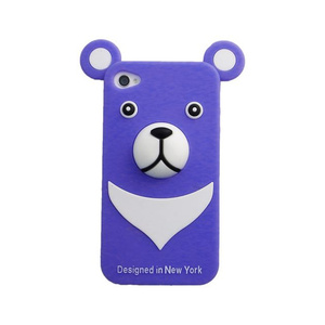 即決・送料込)【かわいいクマのケース】iburg iPhone 4S/4 Full Protection Silicon Bear Purple