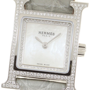 エルメス HERMES HH1.132 Hウォッチミニ ダイヤベゼル クォーツ レディース 美品 箱・保証書付き_755401