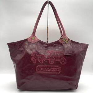 ◇入手困難品◇ COACH コーチ エンボス トートバッグ ハンドバッグ 腕掛け ボルドー メンズ レディース ユニセックス 大容量 A4収納可能