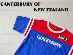 ☆送料無料☆ CANTERBURY OF NEW ZEALAND カンタベリー 古着 半袖 Tシャツ メンズ L ブルー トップス 中古 即決