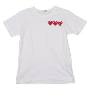 プレイ コムデギャルソンPLAY COMME des GARCONS ハートワッペン刺繍ワンポイントプリントTシャツ 白M