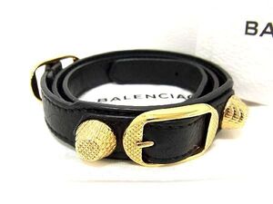 ■新品同様■ BALENCIAGA バレンシアガ 236345 ジャイアント ブレスレット レザー 3連 アクセサリー レディース ブラック系 AK8237