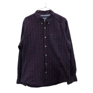 TOMMYHILFIGER チェックシャツ Lサイズ トミーヒルフィガー ネイビー オレンジ 古着卸 アメリカ仕入 t2208-3454