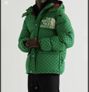 【極美品】GUCCI North face down jacket Green グッチ ノースフェイス ダウン ジャケット グリーン 緑 サイズ　M 国内正規品 希少