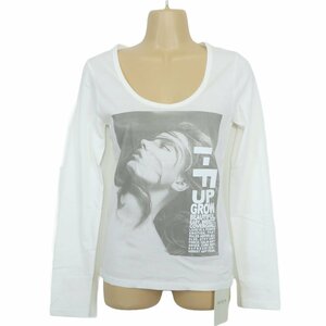 【新品・5250円のタグ付】デュラス★Tシャツ 長袖 サイズF 襟ぐり大きめ コットン100！ レターパック可 白系 b7460