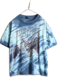 80s USA製 ★ レッドツェッペリン プリント タイダイ Tシャツ メンズ L / ビンテージ Led Zeppelin オフィシャル バンド シングルステッチ