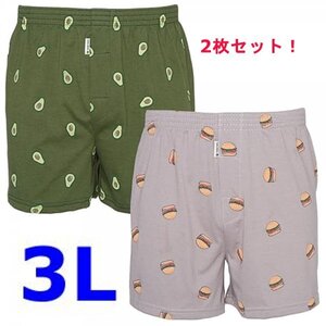 ニットトランクス メンズ 下着 前開き ソフトインナー パンツ 通気性 吸湿速乾 丈夫 かわいい ポップ柄　3L