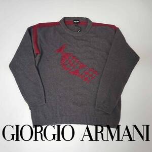 ランウェイコレクション キャラクターモチーフニット GIORGIO ARMANI ジョルジオアルマーニ ニット グレーコントラスト 52サイズ XLサイズ