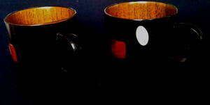 ●●【送料無料】新品・温かみのある木製漆塗りのマグカップ・黒2個セット●●