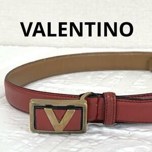 VALENTINO ヴァレンティノ　 Vロゴ　　ベルト　レディース　65　赤