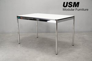 極美品 USM Haller Table(USM ハラーテーブル) ダイニング デスク ホワイト 机 125cm 14.6万 040115