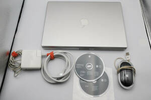 【Apple Power Book G4 15インチ】OSX10.3 /HDD新品交換済み【程度美品】付属品[マウス・ACアダプター・Power Book G4 OSX10.3 OSディスク]