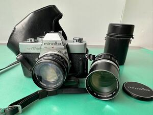 ■■ Minolta SR T 101 ミノルタ MC ROKKOR-PF 1:1.7 f=55mm フィルムカメラ 一眼レフ 1:2.8 f=135mm レンズ付きMade in Japan【ジャンク】