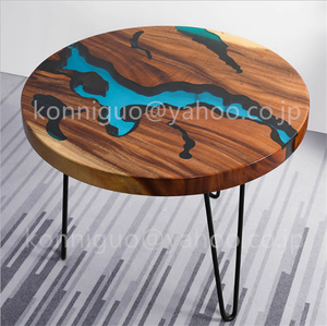 極美品 レジンテーブル 机 リバーテーブル 川の流れ ウッド リバー テーブル 樹脂 くるみの木 コーヒーテーブルww19