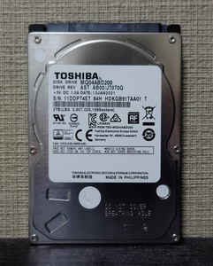 ■正常動作品■TOSHIBA製2.5inch AVコマンド対応HDD 2TB MQ04ABD200　