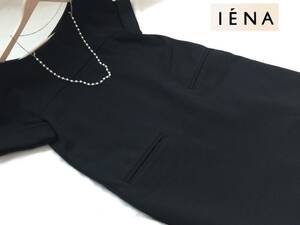 ◆美品◆ イエナ ◆ジャージーワンピース◆　半袖　ポケット　黒　ブラック　IENA シンプル レディース スカート 無地 ウール 毛