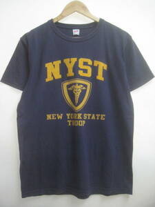 一点物!! EDWIN エドウィン 本格アメカジ系Tシャツ フロッキープリント NYST NEWYORK STATE TROOP サイズ M