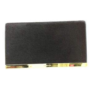 グッチ　二つ折り長財布　クラッチ型　ハラコ　ブラウン　030.2149.1361　箱　GUCCI　中古　◆3111/藤枝インター店