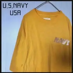 U.S.NAVY半袖TシャツワンポイントロゴバックプリントUSA製アメリカ海軍