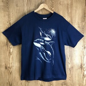 00s シャチ プリント T-sh Tシャツ メンズ Lサイズ 00年代 アニマル柄 古着 e24060516