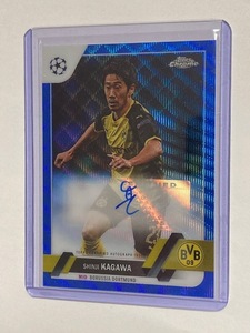 2022 TOPPS CHROME UEFA CHROME Blue Wave AUTOGRAPHS Shinji Kagawa /75 香川 真司 直筆サインカード